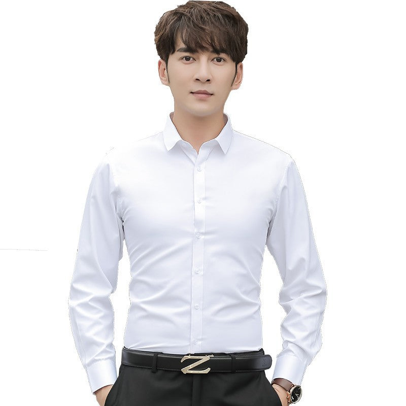 Men's Long Sleeve White Shirt Business Twill