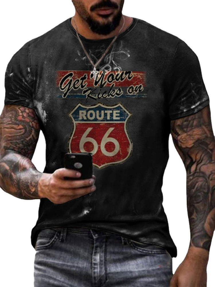 Round Neck Digital Print Slim T-shirt