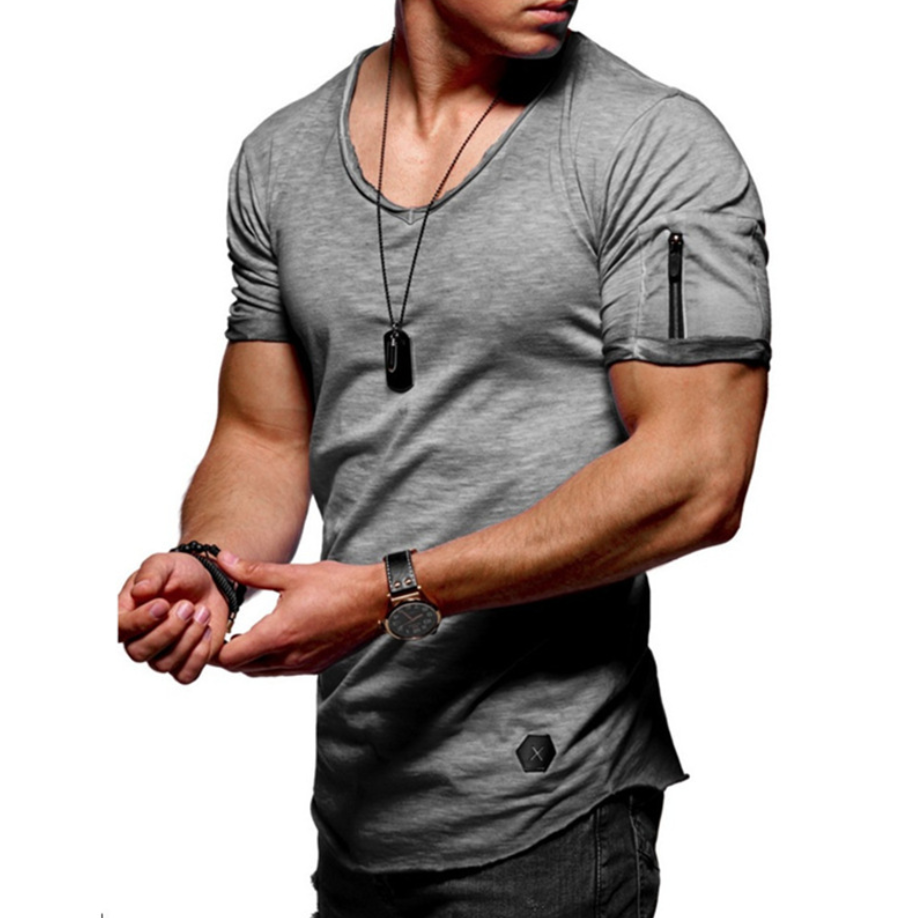 Men's V-neck Short-sleeved Youth Shirt