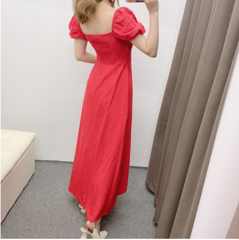 Solid Pleated Medium Length MIDI Dress