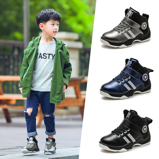 Boys winter leather warm cotton sneakers