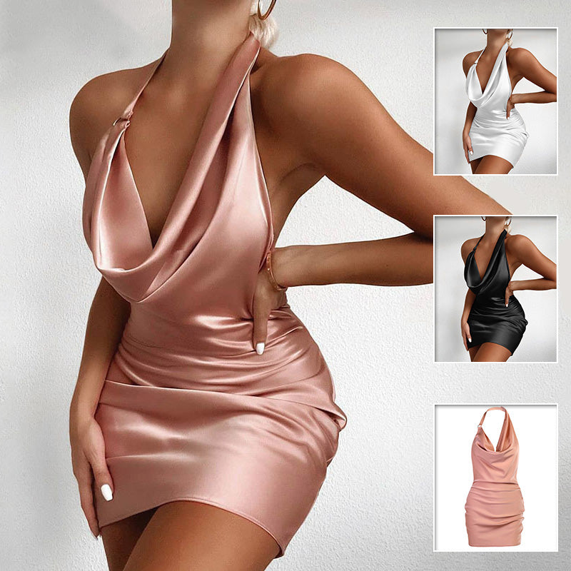 Neck Backless Mini Sleeveless Party Dress