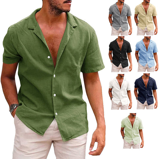 Men's Tops Casual Button Down Shirt Short Sleeve Beach Shirt Summer