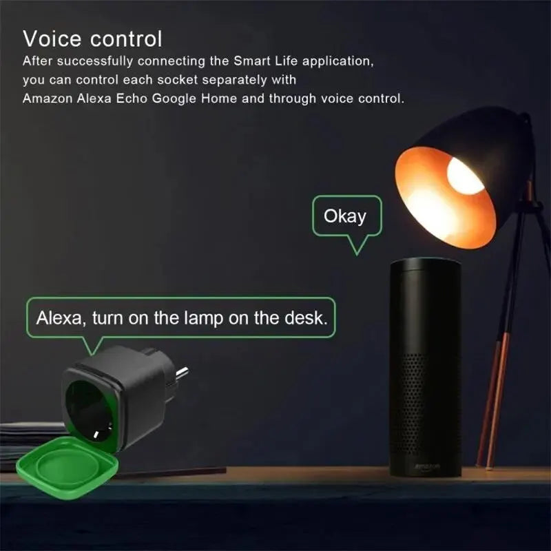 Wifi Smart Outdoor Socket IP44 Waterproof Wireless Remote Control Plug EU 16A Support Scene Linkage Alexa Google Home Vocie