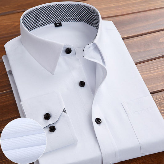 Men's Long Sleeve White Shirt Business Twill