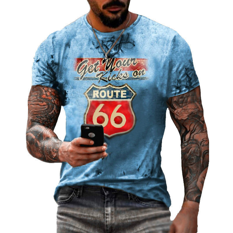 Round Neck Digital Print Slim T-shirt