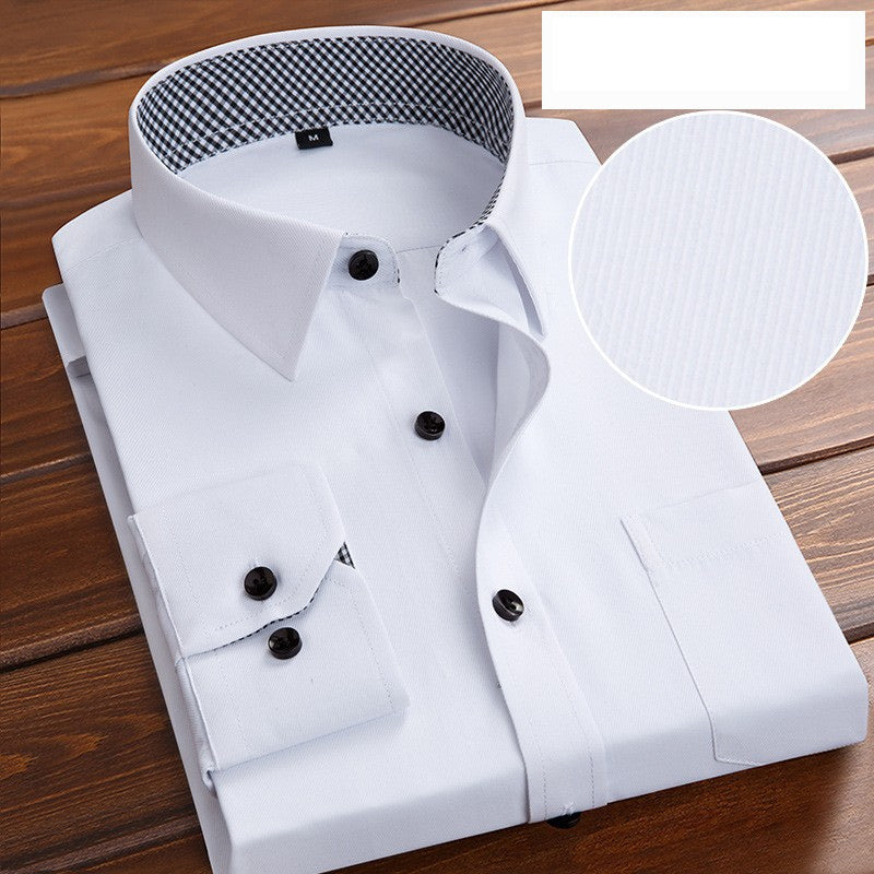 Men's Long Sleeve White Shirt Business Twill