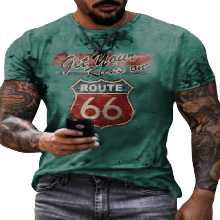 Round Neck Digital Print Slim T-shirt